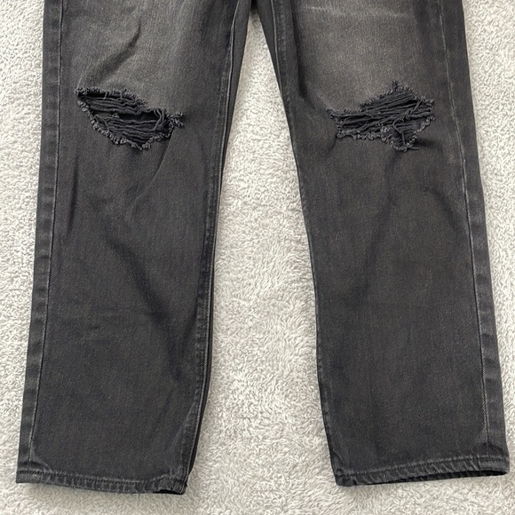American Eagle Jeans Womens 8 Mom Straight High Rise Distressed Holes Zip Fly - Picture 5 of 16